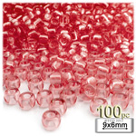 Plastic Beads, Pony Transparent, 6x9mm, 100-pc, Salmon OrangePlastic Beads, Pony Transparent, 6x9mm, 100-pc, Salmon Orange