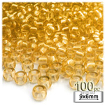 Plastic Beads, Pony Transparent, 6x9mm, 100-pc, Sun Yellow