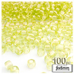 Plastic Beads, Pony Transparent, 6x9mm, 100-pc, Yellow