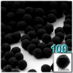 Acrylic Pom Poms, solid Color, 0.5-inch (12mm), 100-pc, Black