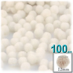 Acrylic Pom Poms, solid Color, 0.5-inch (12mm), 100-pc, Cream