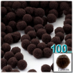 Pom Poms, solid Color, 0.5-inch (12mm), 100-pc, Dark Brown