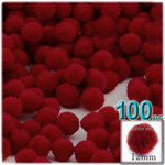 Acrylic Pom Poms, solid Color, 0.5-inch (12mm), 100-pc, Dark Red