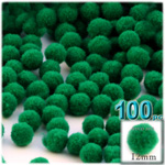 Pom Poms, solid Color, 0.5-inch (12mm), 100-pc, Emerald Green