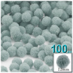 Acrylic Pom Poms, solid Color, 0.5-inch (12mm), 100-pc, Gray