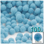 Pom Poms, solid Color, 0.5-inch (12mm), 100-pc, Light Blue