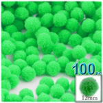 Pom Poms, solid Color, 0.5-inch (12mm), 100-pc, Lime Green