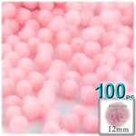 Pom Poms, solid Color, 0.5-inch (12mm), 100-pc, Light Pink