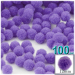 Pom Poms, solid Color, 0.5-inch (12mm), 100-pc, Light Purple