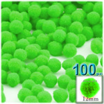 Pom Poms, solid Color, 0.5-inch (12mm), 100-pc, Neon Green