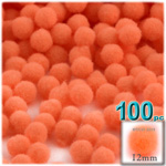 Acrylic Pom Poms, solid Color, 0.5-inch (12mm), 100-pc, Orange