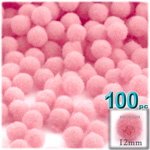 Acrylic Pom Poms, solid Color, 0.5-inch (12mm), 100-pc, Pink