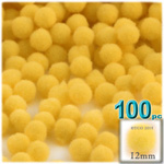 Pom Poms, solid Color, 0.5-inch (12mm), 100-pc, Sun Yellow