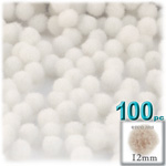 Acrylic Pom Poms, solid Color, 0.5-inch (12mm), 100-pc, White