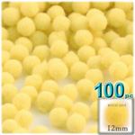 Acrylic Pom Poms, solid Color, 0.5-inch (12mm), 100-pc, Yellow