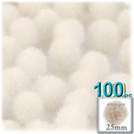 Acrylic Pom Poms, solid Color, 1.0-inch (25mm), 100-pc, Cream