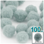 Acrylic Pom Poms, solid Color, 1.0-inch (25mm), 100-pc, Gray