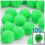 Pom Poms, solid Color, 1.0-inch (25mm), 100-pc, Lime Green