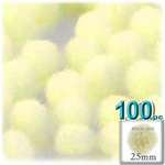 Pom Poms, solid Color, 1.0-inch (25mm), 100-pc, Light Yellow