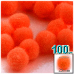 Pom Poms, solid Color, 1.0-inch (25mm), 100-pc, Neon Orange