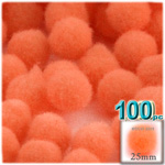 Acrylic Pom Poms, solid Color, 1.0-inch (25mm), 100-pc, Orange