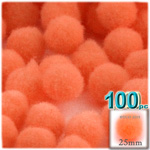Acrylic Pom Poms, solid Color, 1.0-inch (25mm), 100-pc, Orange