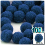 Pom Poms, solid Color, 1.0-inch (25mm), 100-pc, Royal Blue