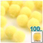 Acrylic Pom Poms, solid Color, 1.0-inch (25mm), 100-pc, Yellow