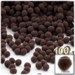 Pom Poms, solid Color, 1.0-inch (7mm), 100-pc, Coffee Brown