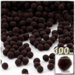 Pom Poms, solid Color, 1.0-inch (7mm), 100-pc, Dark Brown