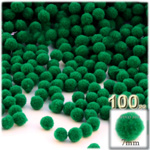 Pom Poms, solid Color, 1.0-inch (7mm), 100-pc, Emerald Green