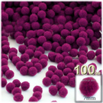 Acrylic Pom Poms, solid Color, 1.0-inch (7mm), 100-pc, Fuchsia