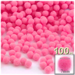 Acrylic Pom Poms, solid Color, 1.0-inch (7mm), 100-pc, Hot Pink