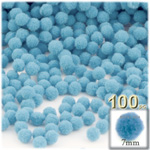 Pom Poms, solid Color, 1.0-inch (7mm), 100-pc, Light Blue