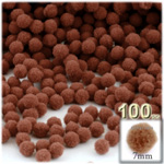 Pom Poms, solid Color, 1.0-inch (7mm), 100-pc, Light Brown