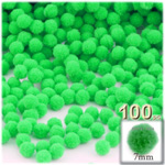 Pom Poms, solid Color, 1.0-inch (7mm), 100-pc, Lime Green