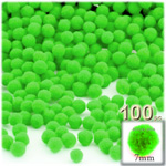 Pom Poms, solid Color, 1.0-inch (7mm), 100-pc, Neon Green