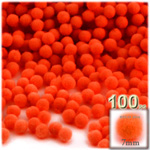 Pom Poms, solid Color, 1.0-inch (7mm), 100-pc, Neon Orange