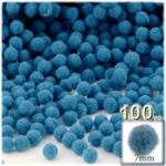 Pom Poms, solid Color, 1.0-inch (7mm), 100-pc, Ocean Blue