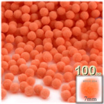 Acrylic Pom Poms, solid Color, 1.0-inch (7mm), 100-pc, Orange