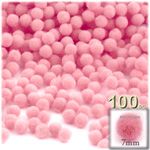 Acrylic Pom Poms, solid Color, 1.0-inch (7mm), 100-pc, Pink