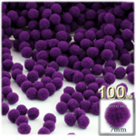 Acrylic Pom Poms, solid Color, 1.0-inch (7mm), 100-pc, Purple