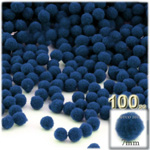 Pom Poms, solid Color, 1.0-inch (7mm), 100-pc, Royal Blue