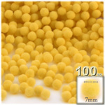 Pom Poms, solid Color, 1.0-inch (7mm), 100-pc, Sun Yellow