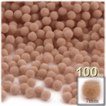Acrylic Pom Poms, solid Color, 1.0-inch (7mm), 100-pc, Tan