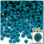 Pom Poms, solid Color, 1.0-inch (7mm), 100-pc, Turquoise Blue