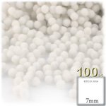 Acrylic Pom Poms, solid Color, 1.0-inch (7mm), 100-pc, White