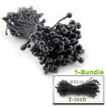 Pearl Stamen, Pistil Double End, 3mm, 1-Bundle, Black
