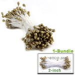 Pearl Stamen, Pistil Double End, 3mm, 1-Bundle, Rustic Gold
