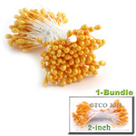 Pearl Stamen, Pistil Double End, 3mm, 1-Bundle, Light Orange
